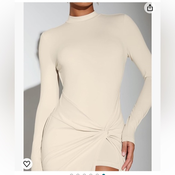 Verdusa Women's Small Backless Mock Neck Long Sleeve Bodycon Mini Dress - Picture 4 of 9